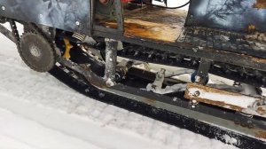 Склизовая подвеска на самодельном снегоходе! Первый выезд!