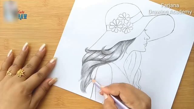 How to Draw a Girl with Hat for BEGINNERS - step by step || Pencil sketch смотреть онлайн