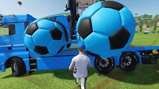 TRANSPORTING LOADER, BALLS TRACTOR, POLICE CARS WITH TRUCK ! Farming Simulator 22 ! #9 смотреть онлайн