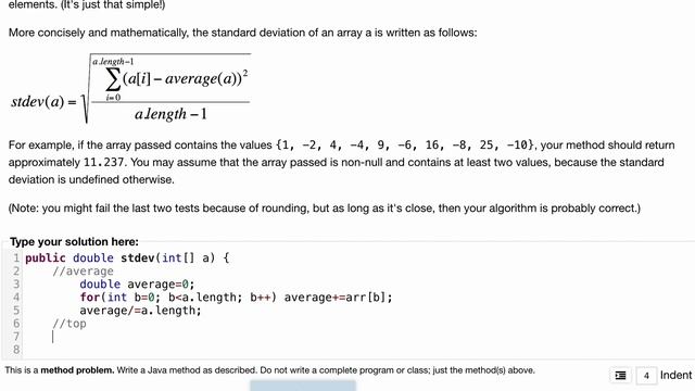 Java Practice It | Exercise 7.6: stdev | arrays, array basics смотреть онлайн