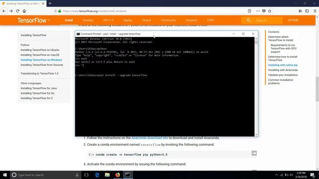 How to Install Python / TensorFlow on windows 7/8/8.1/10 (ML & DL) смотреть онлайн