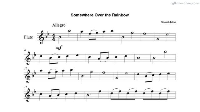Harold Arlen – Somewhere Over the Rainbow ♩= 70 (Slow) Flute & Piano midi with metronome смотреть онлайн