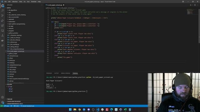 5.10 - Learn Python: Write a Script: Make a "Rock, Paper, Scissors" Game! смотреть онлайн
