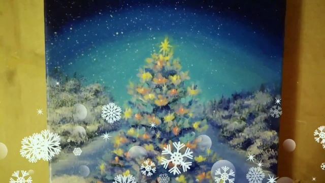 КАК РИСОВАТЬ НОВОГОДНИЕ ЁЛКИ - 4 картины и разные техники рисования! Acrylic Painting/ Pine trees смотреть онлайн