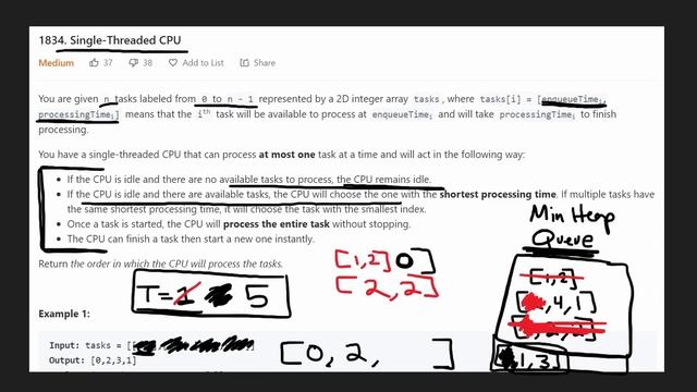 Single-Threaded CPU - Priority Queue - Leetcode 1834 - Python смотреть онлайн