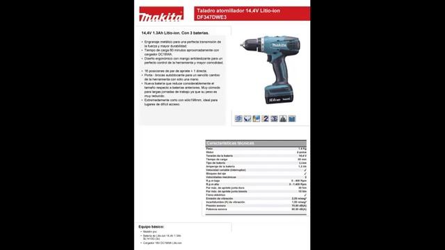 Makita Taladro Atornillador 14.4V Litio-Ion DF347DWE3 смотреть онлайн