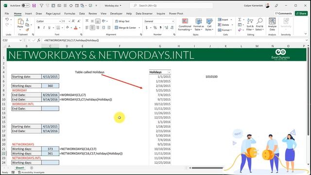 NETWORKDAYS and NETWORKDAYS.INTL functions in Excel смотреть онлайн