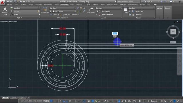 AutoCAD 2D, Ball Bearing No 6212, how to draw ball bearing, autoCAD training смотреть онлайн