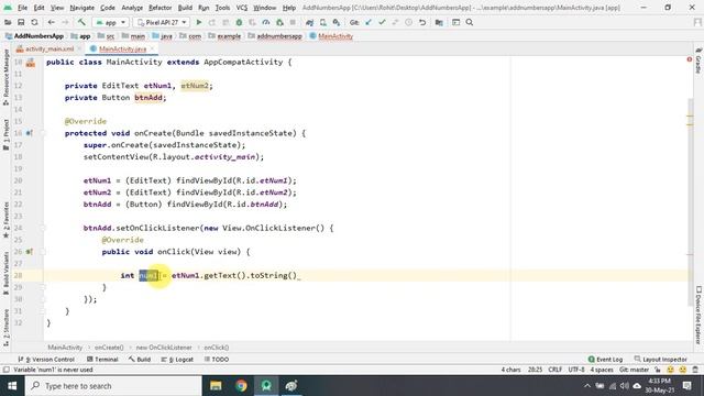 Two Numbers Addtion App | Android App Development смотреть онлайн