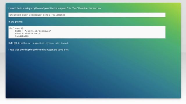 Cython Pass String To C as Bytes смотреть онлайн