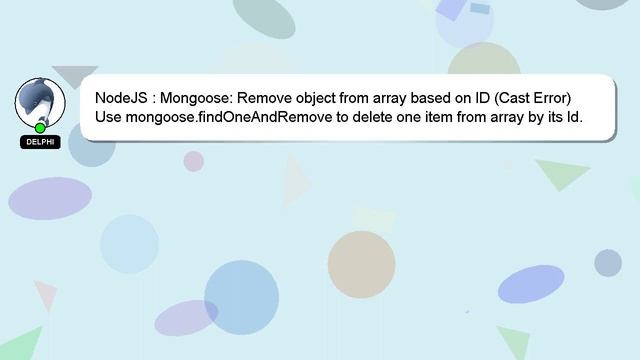 NodeJS : Mongoose: Remove object from array based on ID (Cast Error) смотреть онлайн
