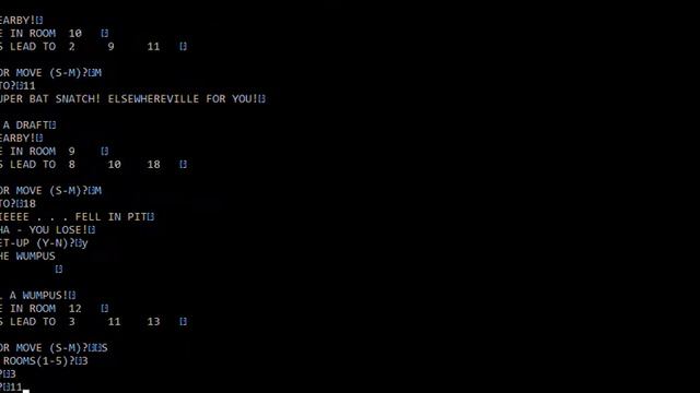 Hunt the Wumpus (Gregory Yob, 1972, HP2000 Time shared Basic) смотреть онлайн