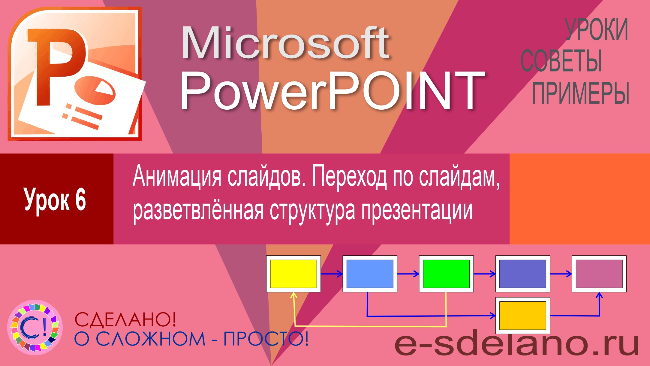 PowerPoint Урок 6. Анимация слайдов. Переход по слайдам, разветвлённая структура презентации смотреть онлайн