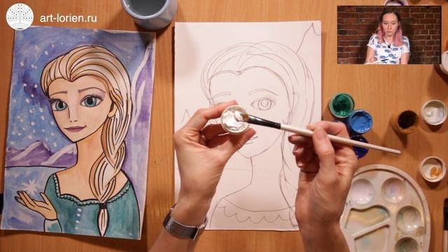 Рисуем портрет принцессы Эльзы из «Холодного сердца» | Art-lorien смотреть онлайн