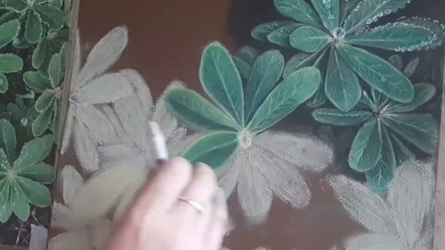 Люпины. Нарисованные цветы пастелью. смотреть онлайн