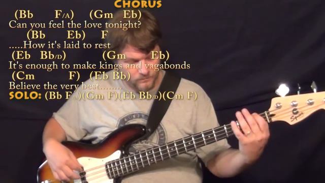 Can You Feel the Love Tonight (Elton John) Bass Guitar Cover Lesson in Bb with Chords/Lyrics смотреть онлайн