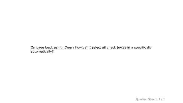 jQuery : Check all checkboxes on page load with jQuery смотреть онлайн