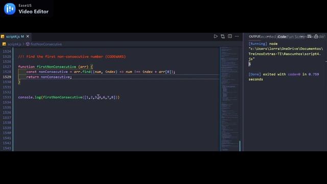 Find the First non-consecutive number - CODEWARS - 8Kyu - (JavaScript) смотреть онлайн