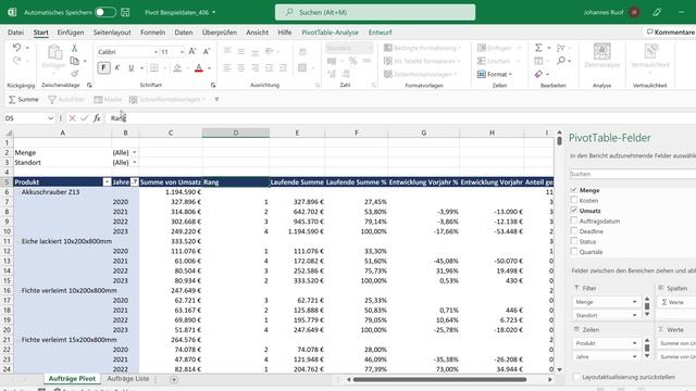 [Pivot Komplettkurs 4/5] Mit PivotTable Werten in Microsoft Excel professionell arbeiten смотреть онлайн