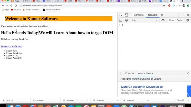 JavaScript DOM Targeting Methods ( Lecture-51 ) in Hindi. смотреть онлайн