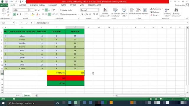 Como sacar el Subtotal IVA y TOTAL en excel ⭐⭐⭐⭐⭐ смотреть онлайн