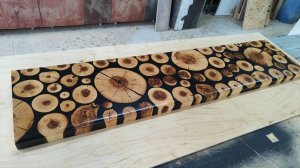 Подоконник из эпоксидной смолы и спилов