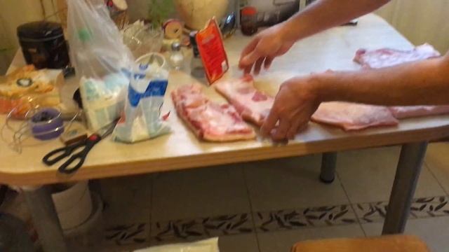 Засолка сала.