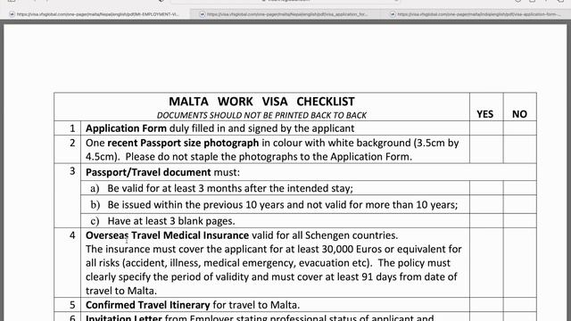 ? VFS GLOBAL Malta Work Visa Checklist for Visa Application смотреть онлайн