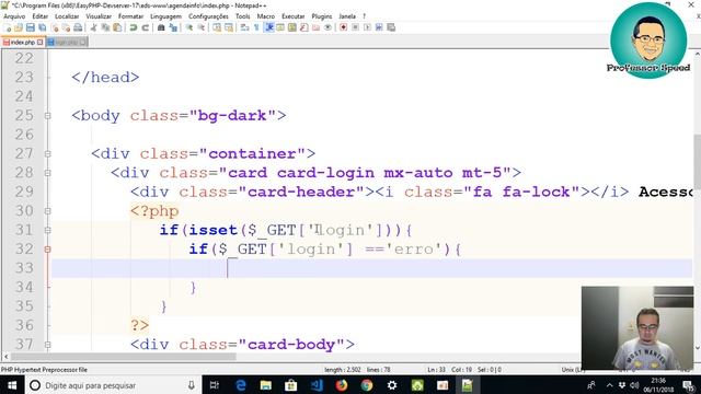 CRUD PHP BÁSICO - AULA 4 - Criação de Login e Acesso ao BD - Finalizando смотреть онлайн