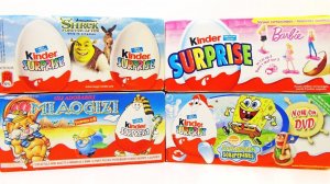 Раритетные Киндер Сюрпризы #29 ГУБКА БОБ,ШРЕК,БАРБИ SpongeBob,Barbie Rare Kinder Surprise unboxing