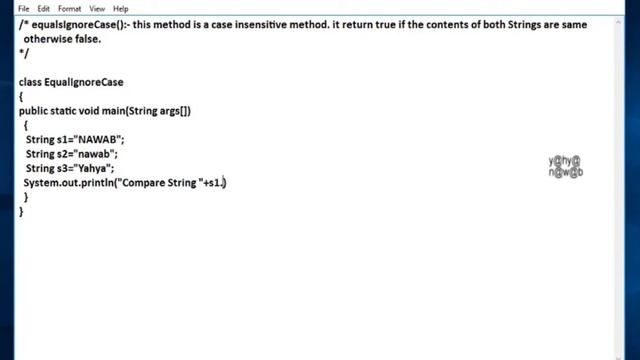 equalsIgnoreCase() method in java смотреть онлайн