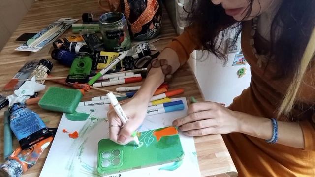Роспись чехла для телефона / Кастом чехла /Пробую новые акриловые маркеры из Фикспрайса /Custom cas смотреть онлайн