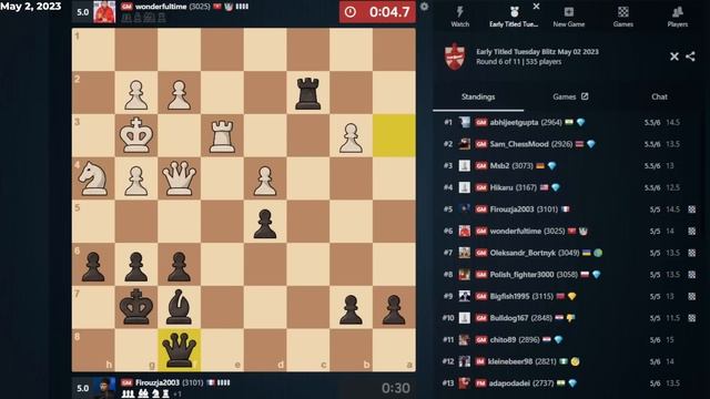 Titled Tuesday EARLY | Alireza Firouzja | 02/05/23 | chesscom | LIVE GAMES смотреть онлайн