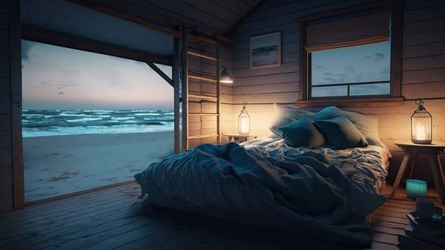 Испытайте пляжную хижину на закате мирные волны и летняя атмосфера для медитации и отдыха смотреть онлайн