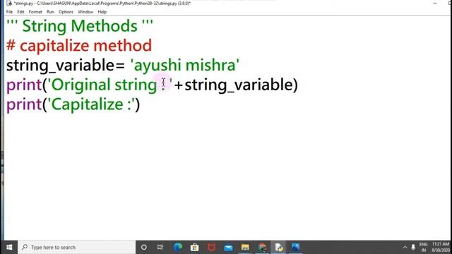 Python Tutorial | Escape sequencing | String Methods | Part 9 | upper, lower, capitalize, strip etc смотреть онлайн