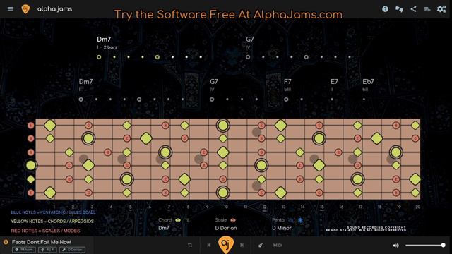 RELENTLESS FUNK Jam Track In D Dorian Guitar Backing Track (94 BPM)