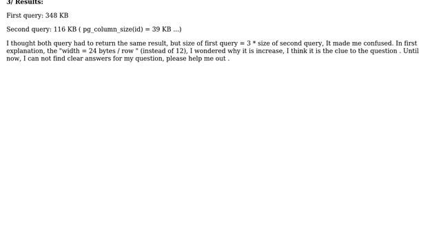Difference between pg_column_size(table.\*) and pg_column_size(table.col1) + pg_column_size... смотреть онлайн
