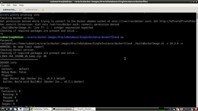 Run Oracle Database Server 19c with Docker on Debian 10.7.6 смотреть онлайн