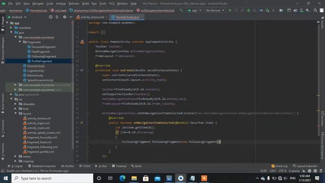 MyMemes-Social media application in android studio| Bottom navigation view with fragment transactio смотреть онлайн