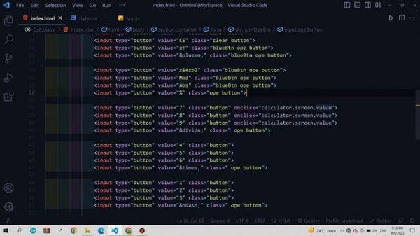 How to make a Calculator using HTML CSS and JavaScript.  |  Beginner JavaScript Project.