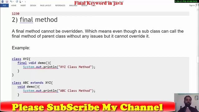Final Keyword In Java With easy Example Hindi | Final Keyword In Java Final variable, Method & Clas смотреть онлайн