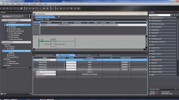 Sysmac Studio Arrays in Watch Window