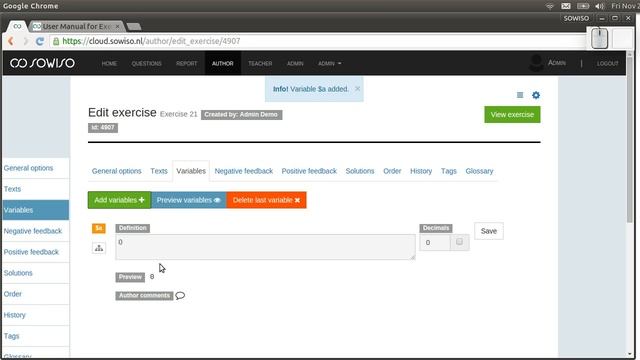 Author - Creating an exercise - Variables tab смотреть онлайн