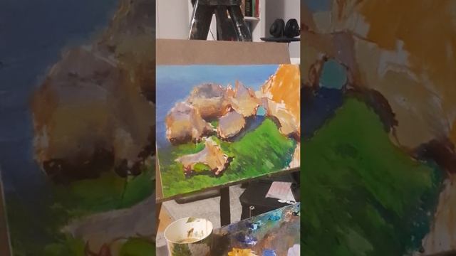 Как рисовать скалы 2 маслом.Уроки рисования и ЖИВОПИСИ. художник Макс Скоблинский. смотреть онлайн