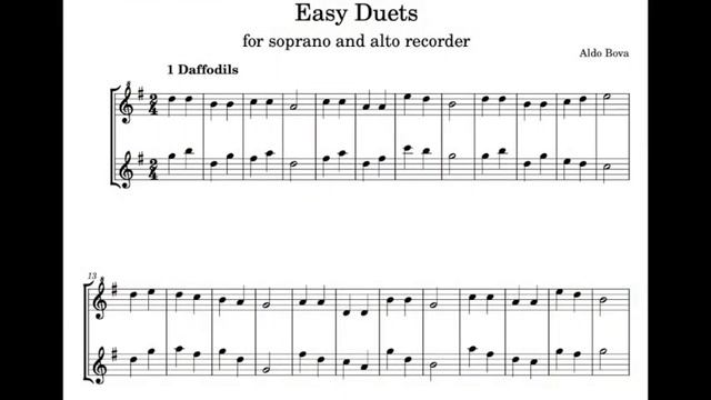 A. Bova, two easy duets, Daffodils, Marygold, for soprano and alto recorder смотреть онлайн