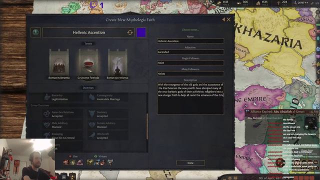 CK3 Hellenic Revival stream 1, pt4 Designing a new religion and winning our first duel смотреть онлайн