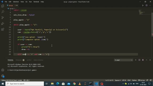 Rock Paper Scissors In Python | Python Project смотреть онлайн