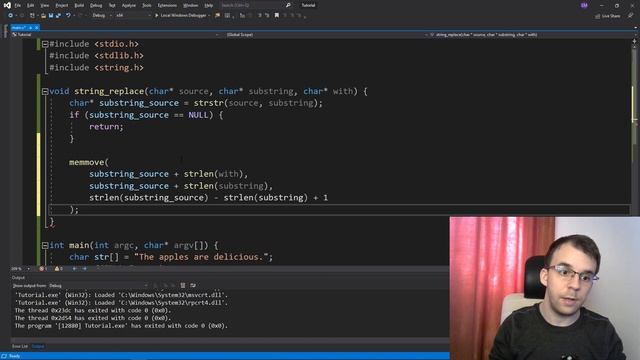 Replace substrings in C смотреть онлайн