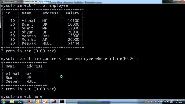 MySql Beginner in Hindi 6- How to use IN and BETWEEN Operators смотреть онлайн