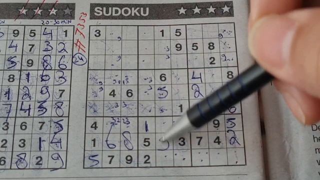 (#7353) Sunday. Four Stars Sudoku Puzzle. Bonus Extra Edition. 10-29-2023 Extra Part 2 Of 4